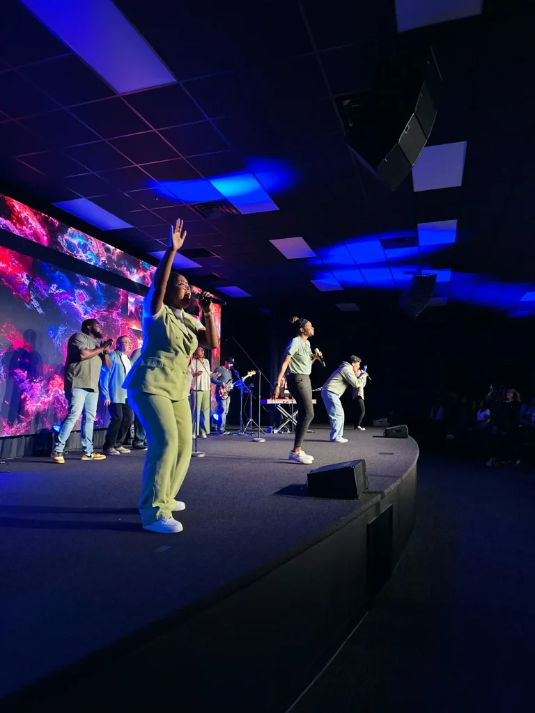 The worship team singing during a worship service